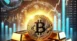 DALL·E 2024-12-12 07.50.01 - A visually striking and professional image representing BlackRock's Bitcoin ETF surpassing its gold ETF. The design features a glowing Bitcoin logo be