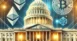 DALL·E 2024-12-12 20.06.48 - An authoritative and modern depiction of U.S. cryptocurrency legislation. Show a stylized image of the U.S. Capitol with glowing blockchain visuals in